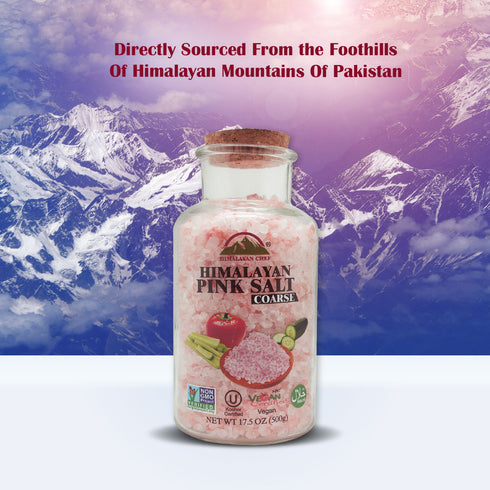 Pink Salt Coarse, Glass Jar with Cork - 1.1 lbs | HIMALAYAN CHEF
